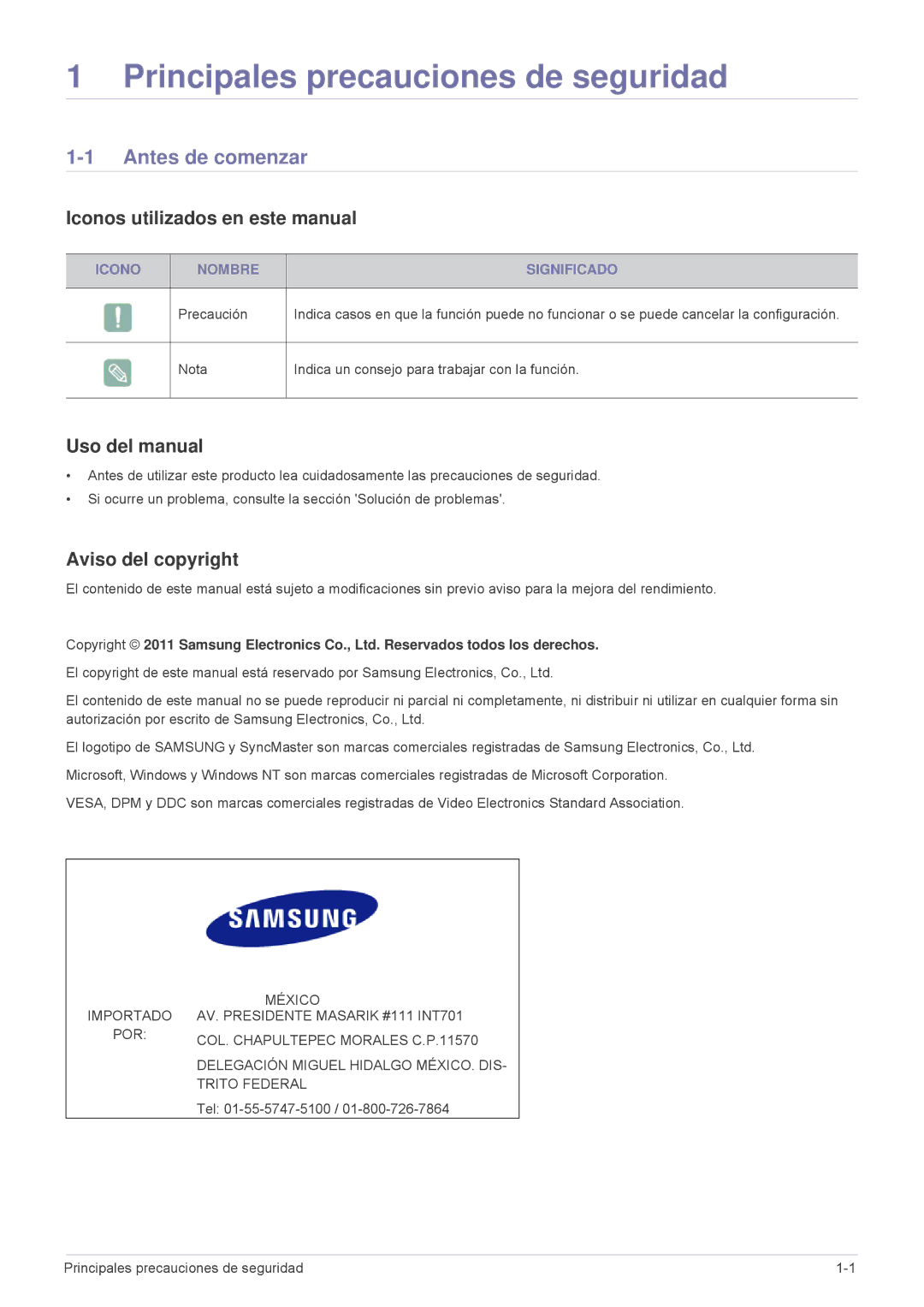 Samsung LS19A10NS/EN Principales precauciones de seguridad, Antes de comenzar, Iconos utilizados en este manual 