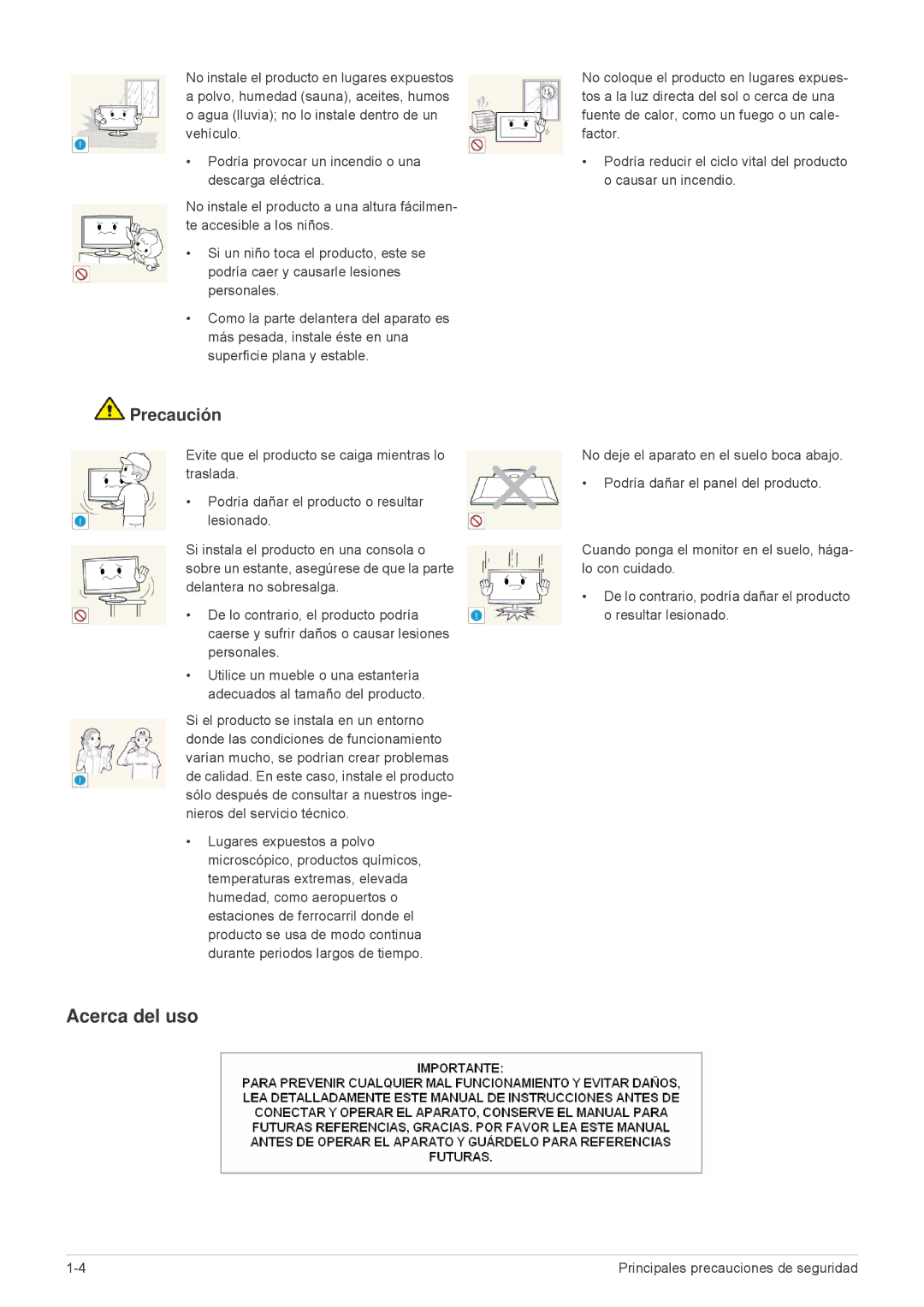 Samsung LS19A10NS/EN manual Acerca del uso 