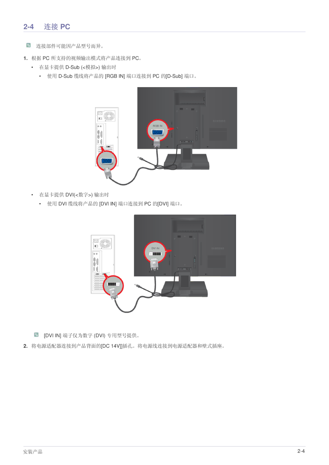 Samsung LS19A200BWT/EN manual 连接 Pc 