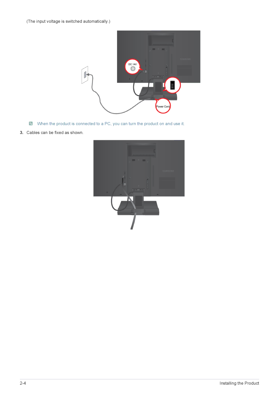 Samsung LS19A200BWT/EN manual Input voltage is switched automatically 