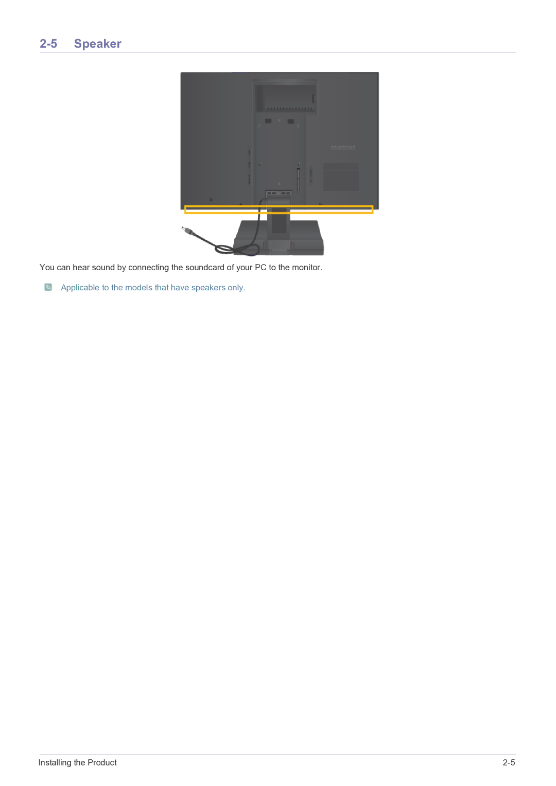 Samsung LS19A200MWT/CH, LS19A200MWT/CI manual Speaker 