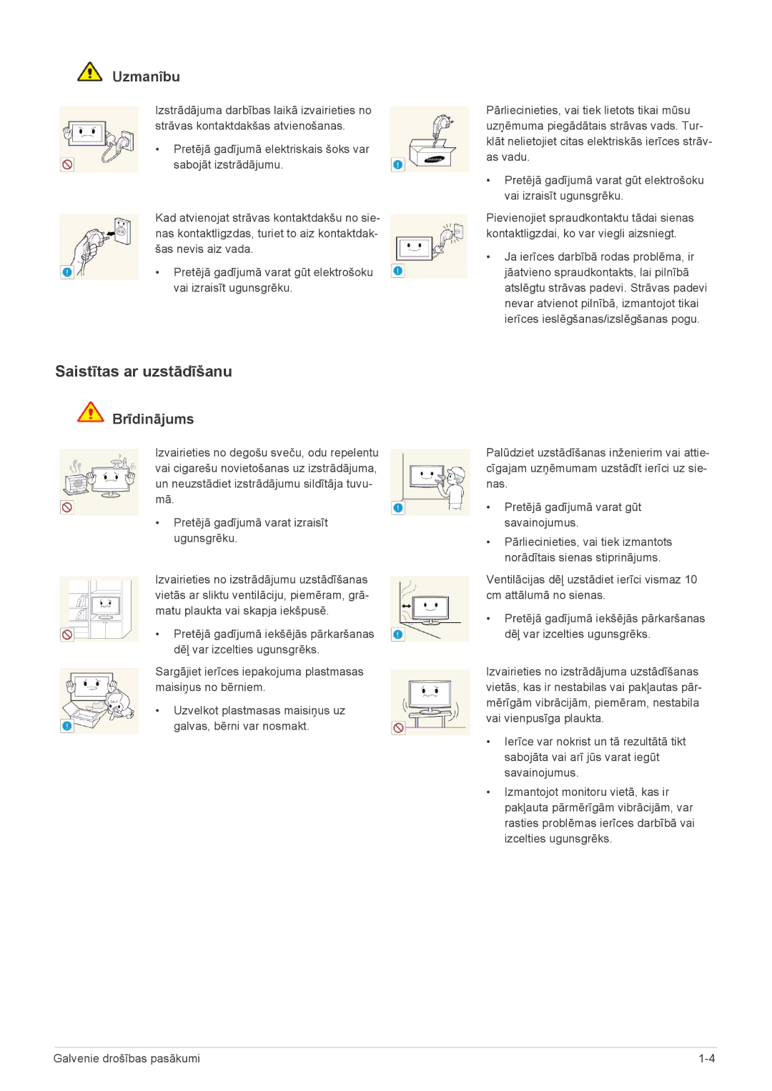 Samsung LS22A200BST/EN, LS19A200NWT/EN manual Saistītas ar uzstādīšanu, Uzmanîbu 