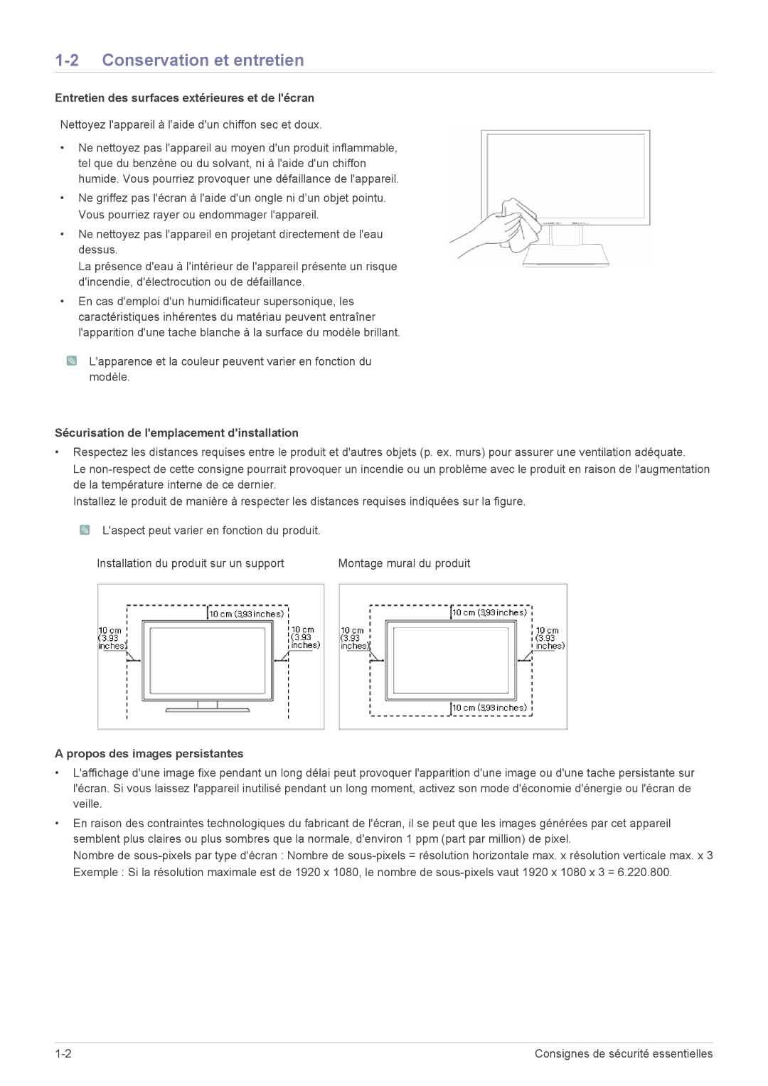 Samsung LS19A450BRT/EN, LS19A450MWT/EN manual Conservation et entretien, Entretien des surfaces extérieures et de lécran 