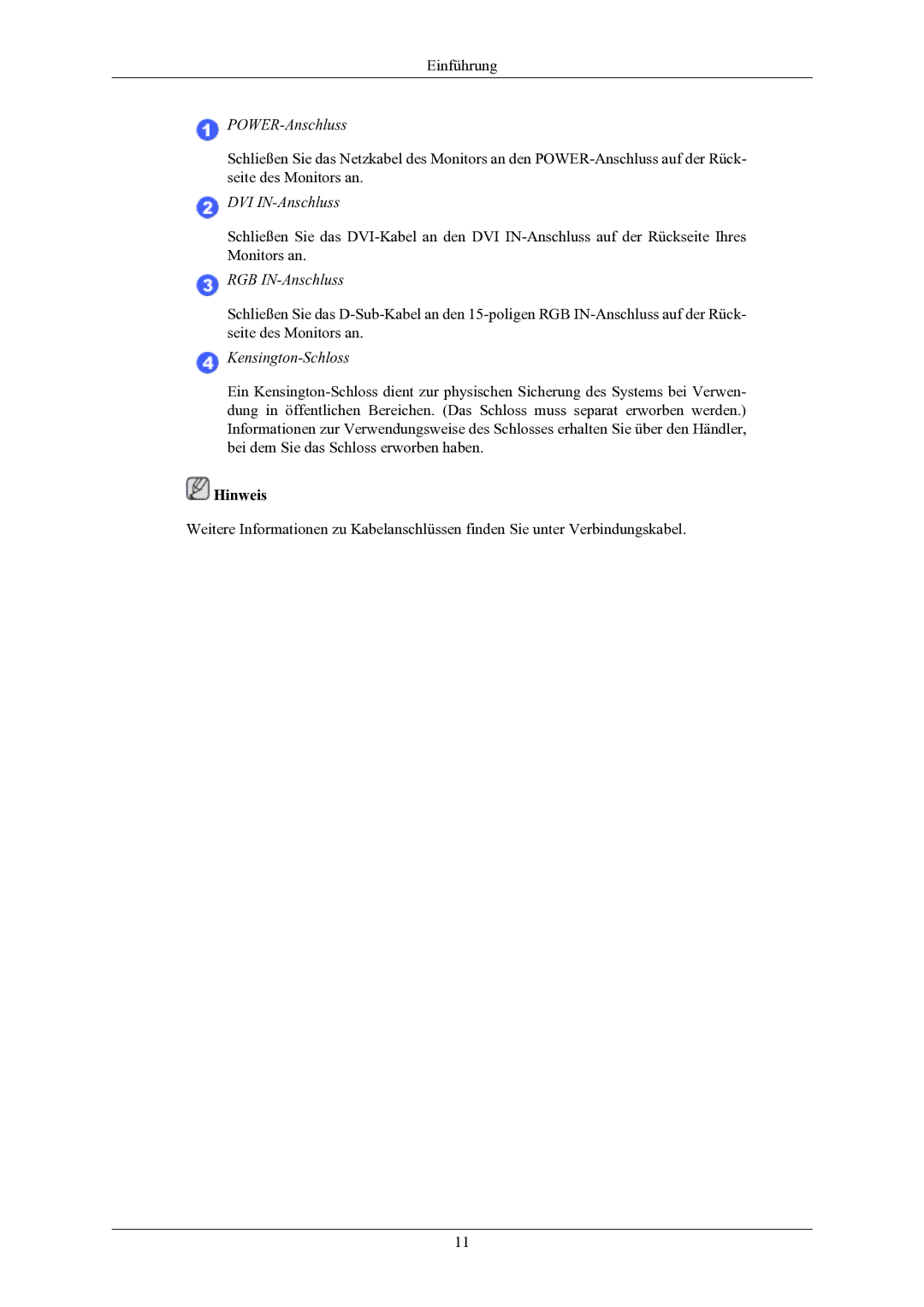 Samsung LS19AQWKFV/EDC manual DVI IN-Anschluss 