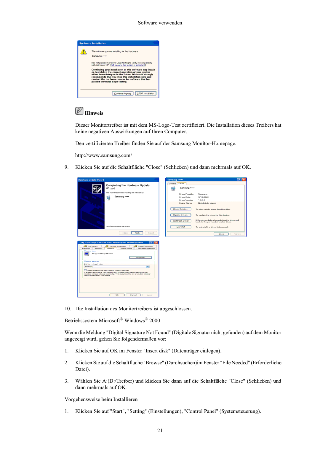 Samsung LS19AQWKFV/EDC manual Hinweis 