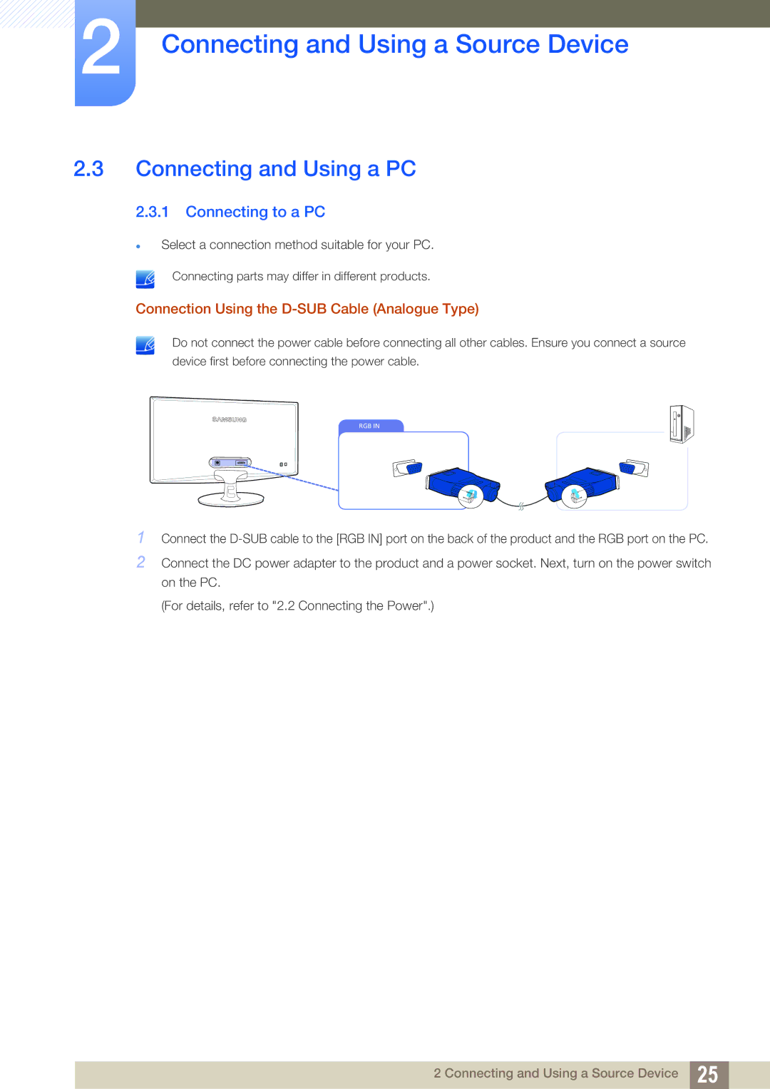 Samsung LS19B310ES/AF, LS19B310ES/ZN, LS19B310ES/SM manual Connecting and Using a PC, Connecting to a PC 