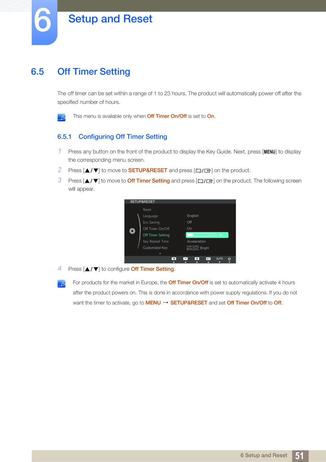 Samsung LS19B310ES/ZN, LS19B310ES/AF, LS19B310ES/SM manual Configuring Off Timer Setting 