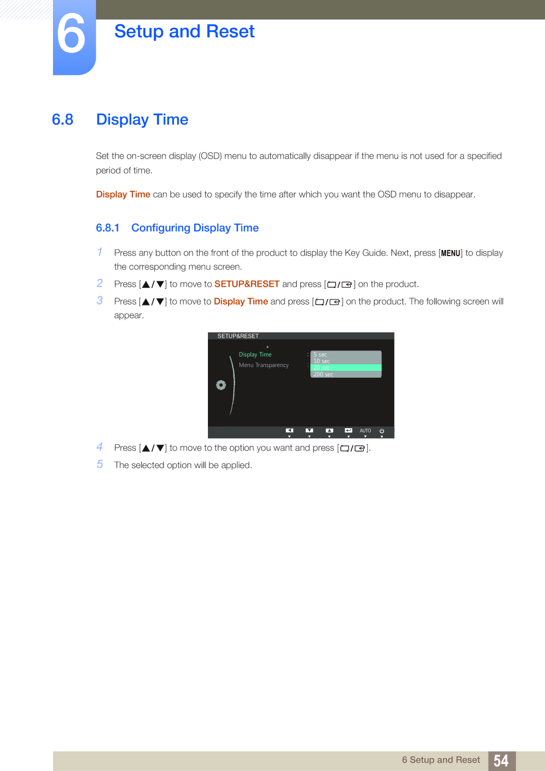 Samsung LS19B310ES/ZN, LS19B310ES/AF, LS19B310ES/SM manual Configuring Display Time 