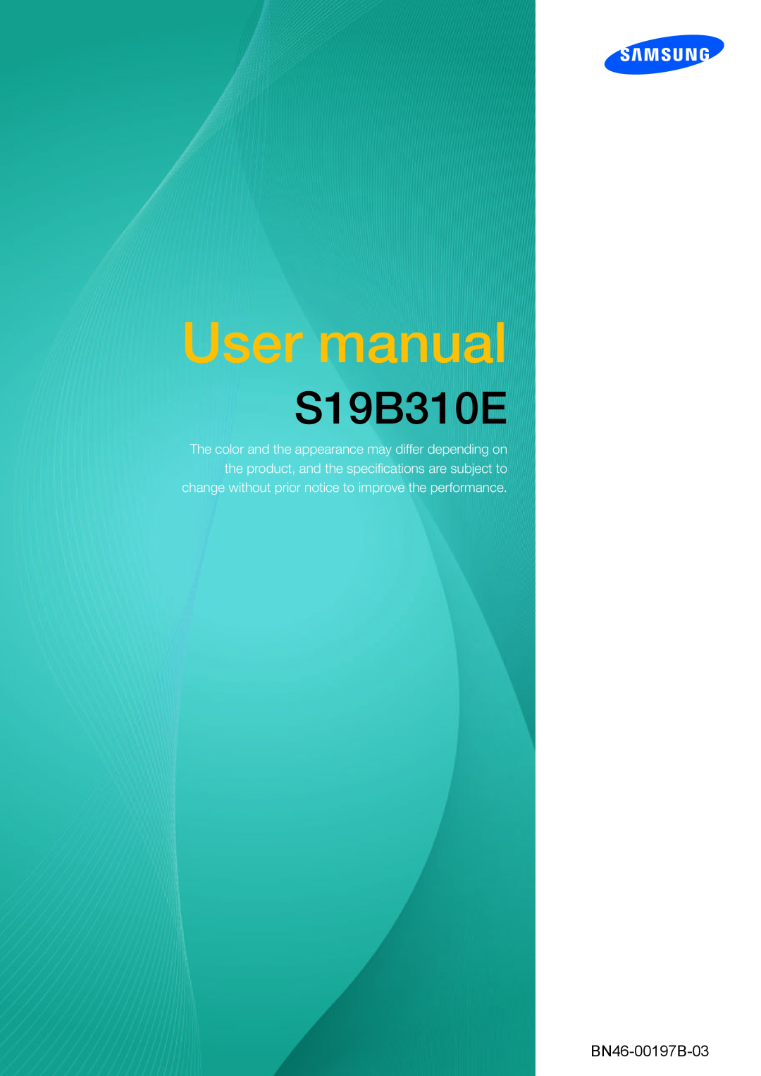 Samsung LS19B310ES/AF, LS19B310ES/ZN, LS19B310ES/SM manual User manual, BN46-00197B-03 