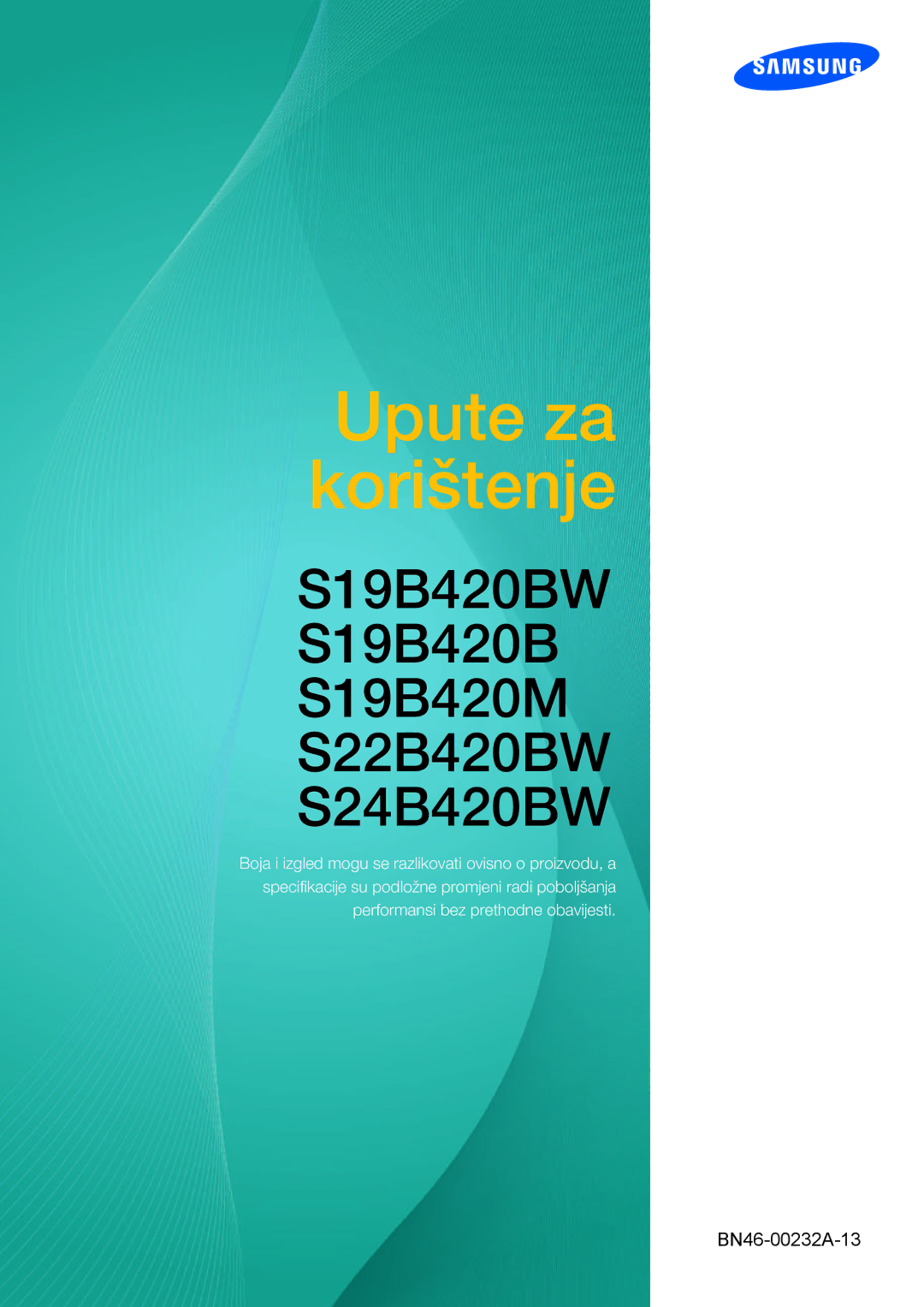 Samsung LS22B420BW/EN, LS19B420BWV/EN manual Upute za korištenje 