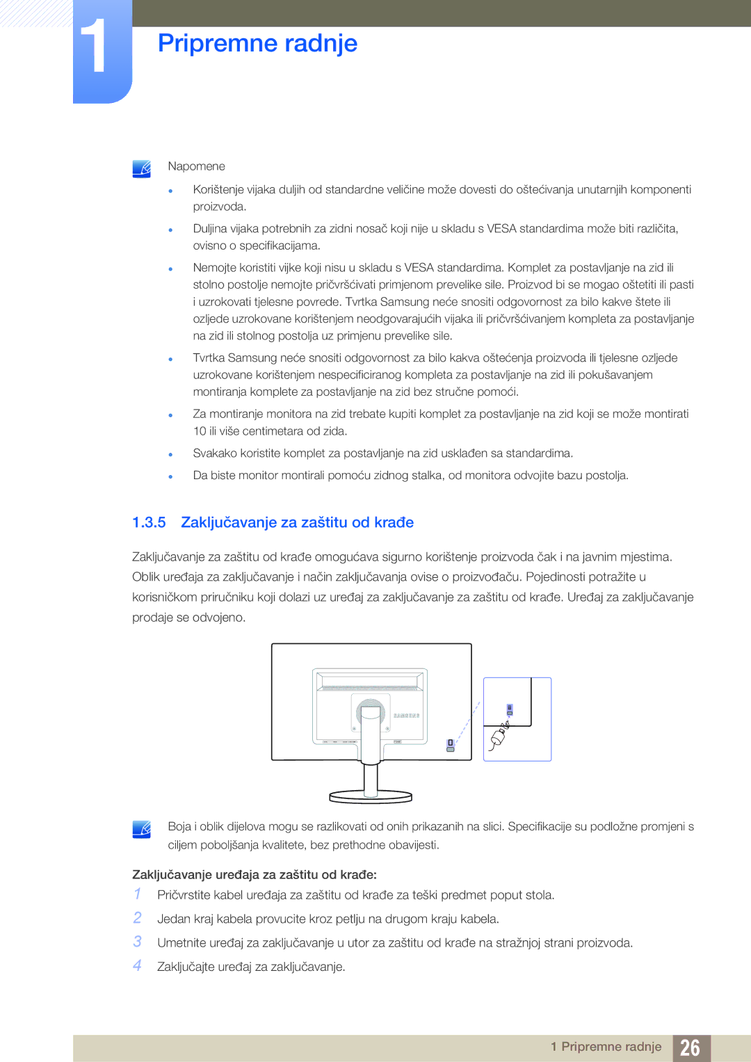 Samsung LS19B420BWV/EN, LS22B420BW/EN manual Zaključavanje za zaštitu od krađe 