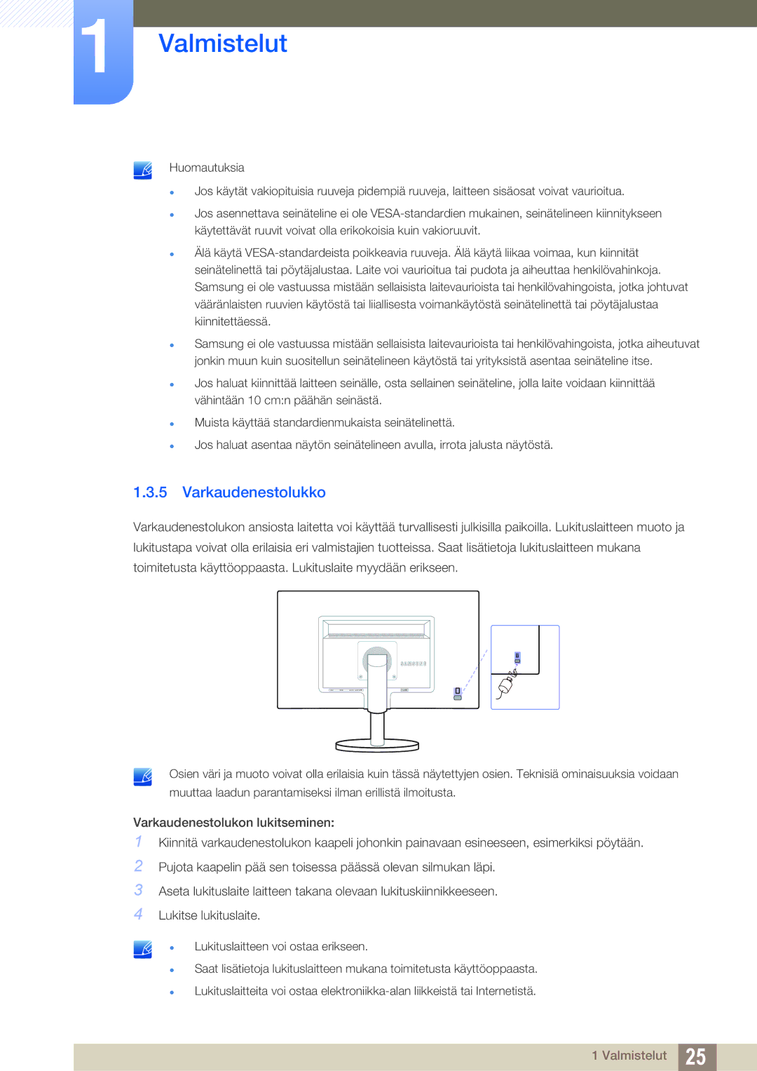 Samsung LS24B420BWV/EN, LS19B420BWV/EN, LS22B420BWV/EN manual Varkaudenestolukko 