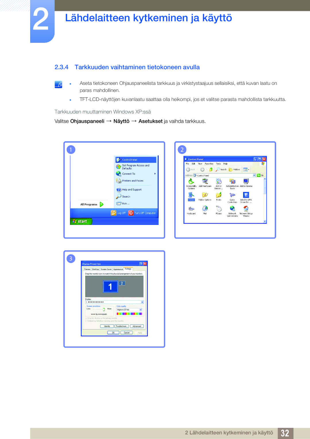 Samsung LS22B420BWV/EN, LS19B420BWV/EN, LS24B420BWV/EN manual Tarkkuuden vaihtaminen tietokoneen avulla 