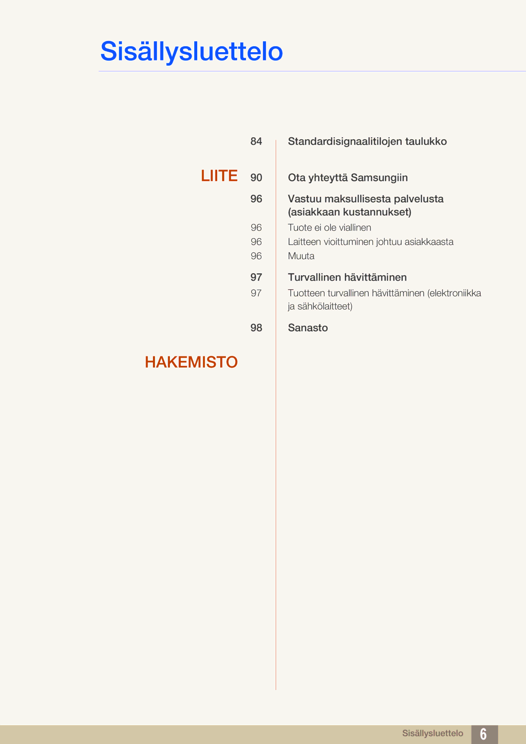 Samsung LS19B420BWV/EN, LS24B420BWV/EN, LS22B420BWV/EN manual Liite Hakemisto 