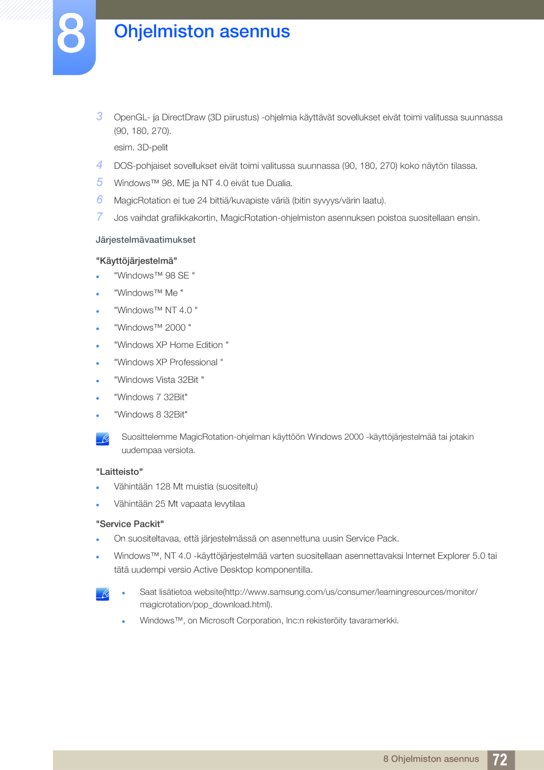 Samsung LS19B420BWV/EN, LS24B420BWV/EN, LS22B420BWV/EN manual Järjestelmävaatimukset 