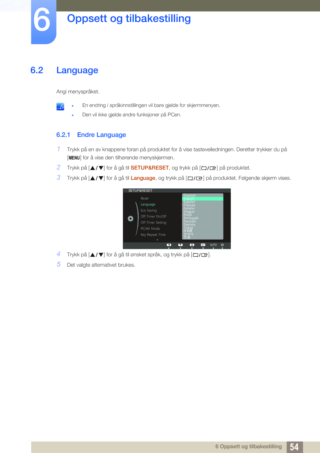 Samsung LS19B420BWV/EN, LS24B420BWV/EN, LS22B420BWV/EN manual Endre Language 