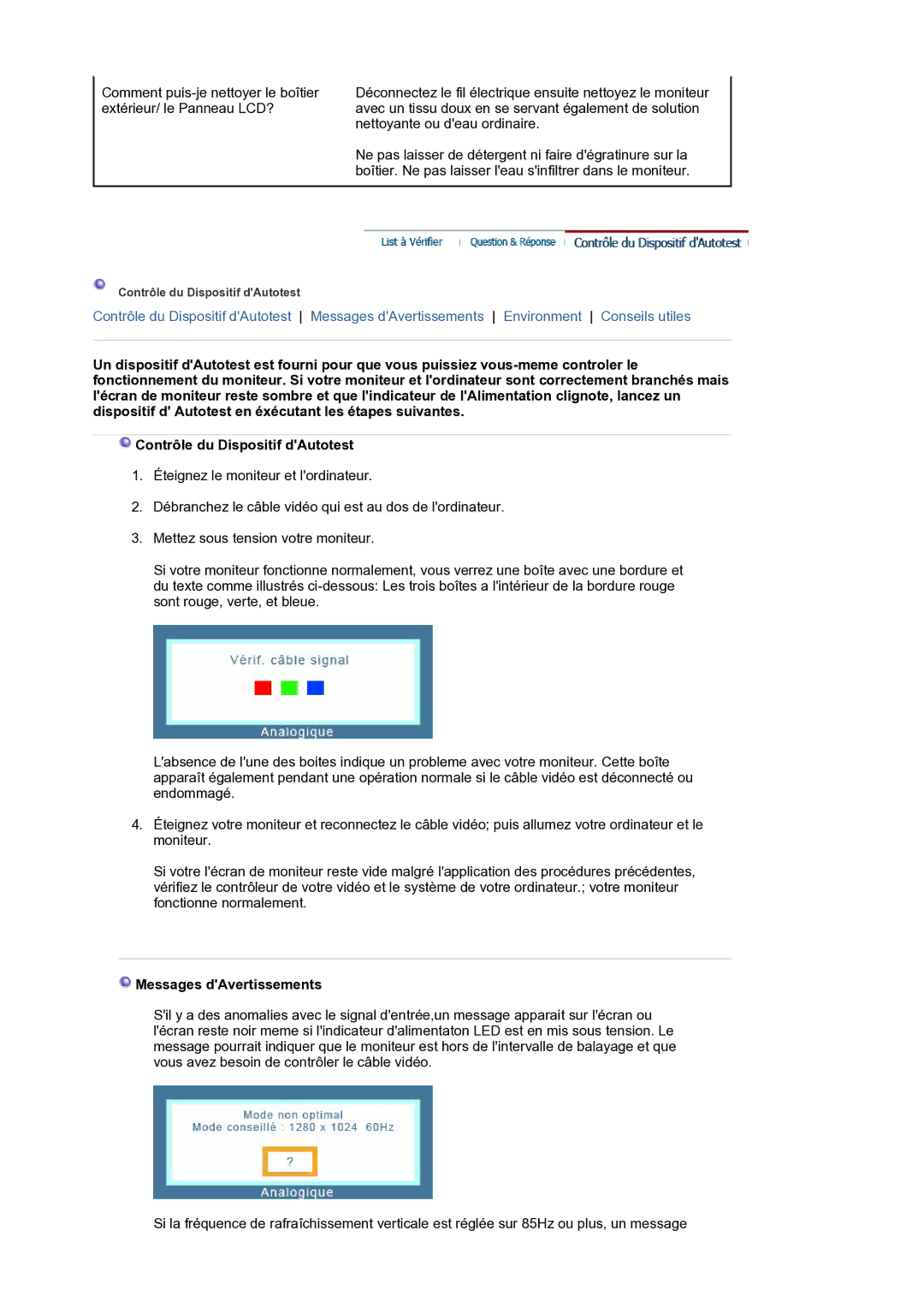 Samsung LS19BIDKSV/EDC manual Messages dAvertissements 