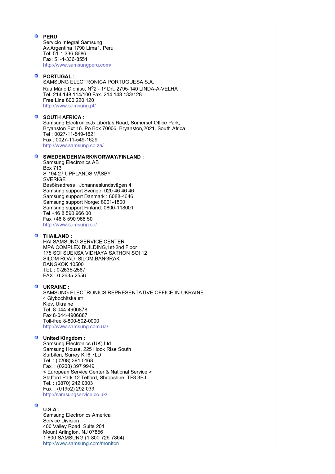 Samsung LS19BIDKSV/EDC manual Portugal, United Kingdom 