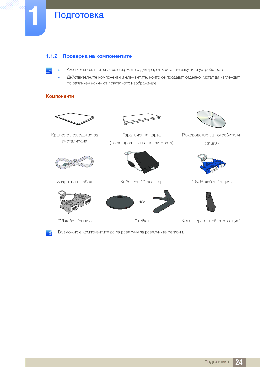 Samsung LS19C150FS/EN, LS22B150NS/EN manual 2 Проверка на компонентите, Компоненти 