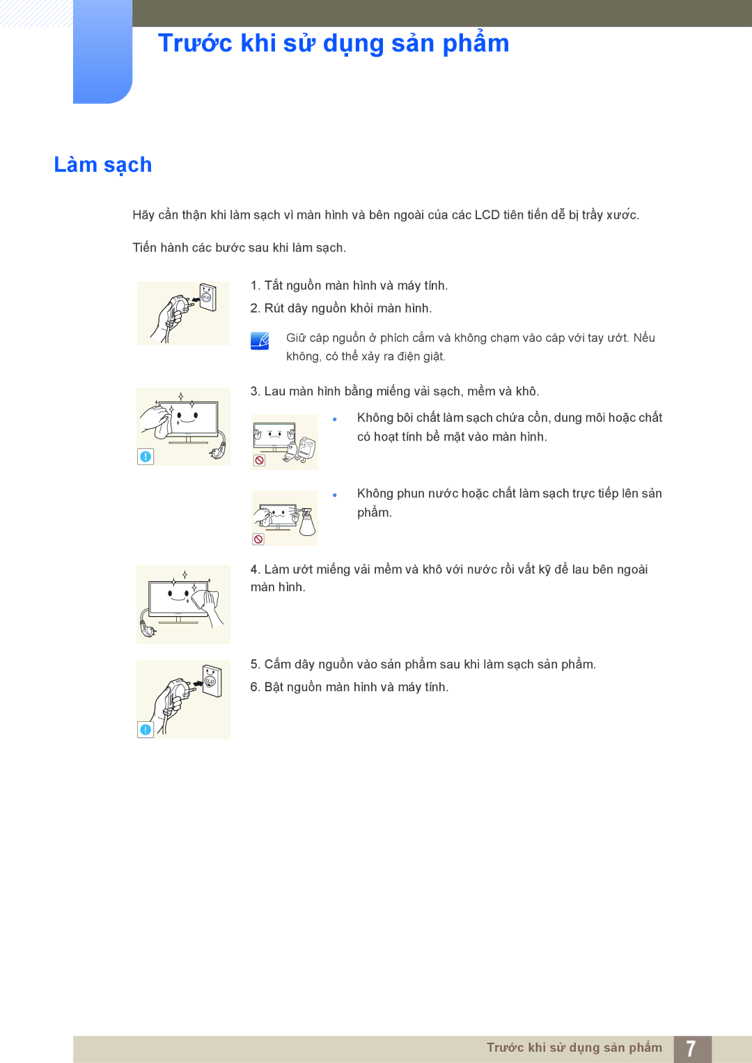 Samsung LS19C170BSQMXV, LS19C170BSMXV manual Làm sạch 