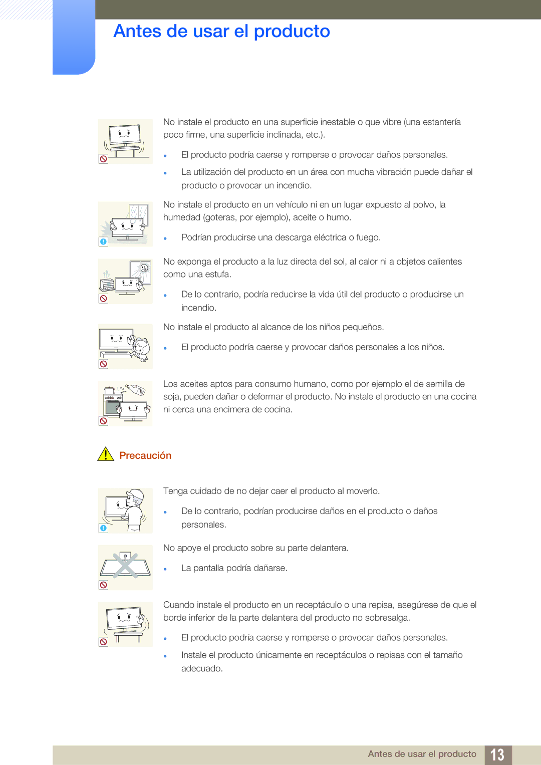 Samsung LS24C20KBL/EN, LS19C20KNY/EN, LS22C20KNY/EN, LS19C20KNW/EN manual Podrían producirse una descarga eléctrica o fuego 