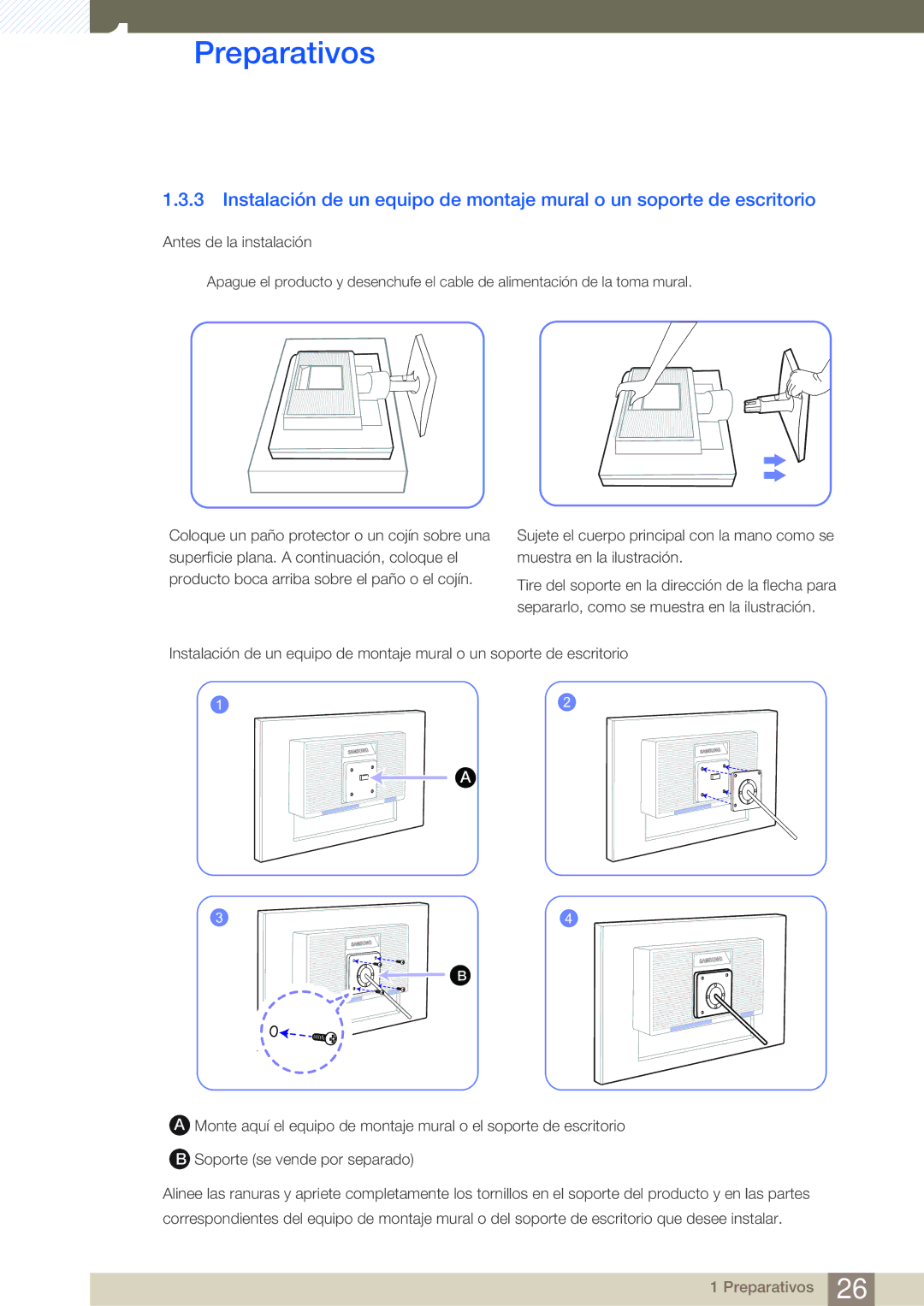 Samsung LS22C20KNY/EN, LS19C20KNY/EN, LS19C20KNW/EN, LS24C20KBL/EN, LS22C20KBS/EN manual Preparativos 