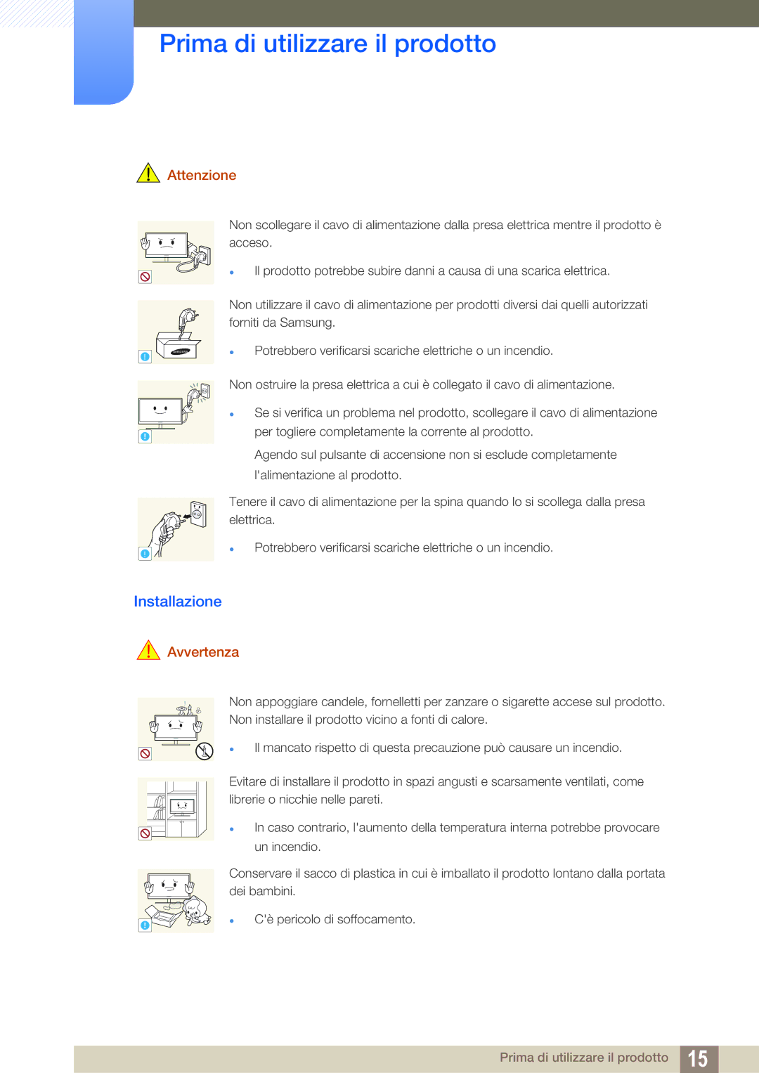 Samsung LS24B300HL/EN, LS19C300BS/EN, LS22C300BS/EN, LS22C300HS/EN manual Installazione, Attenzione 