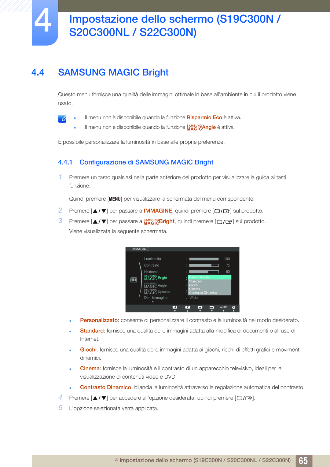 Samsung LS22C300BS/EN, LS19C300BS/EN, LS22C300HS/EN, LS24B300HL/EN manual Samsung Magic Bright 