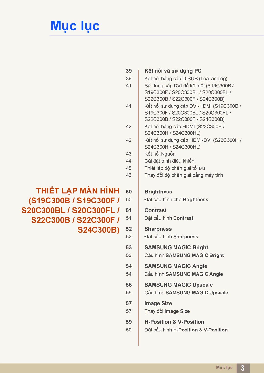 Samsung LS19C300BSMXV, LS20C300BLMXV, LS22C300BSMXV manual Brightness 