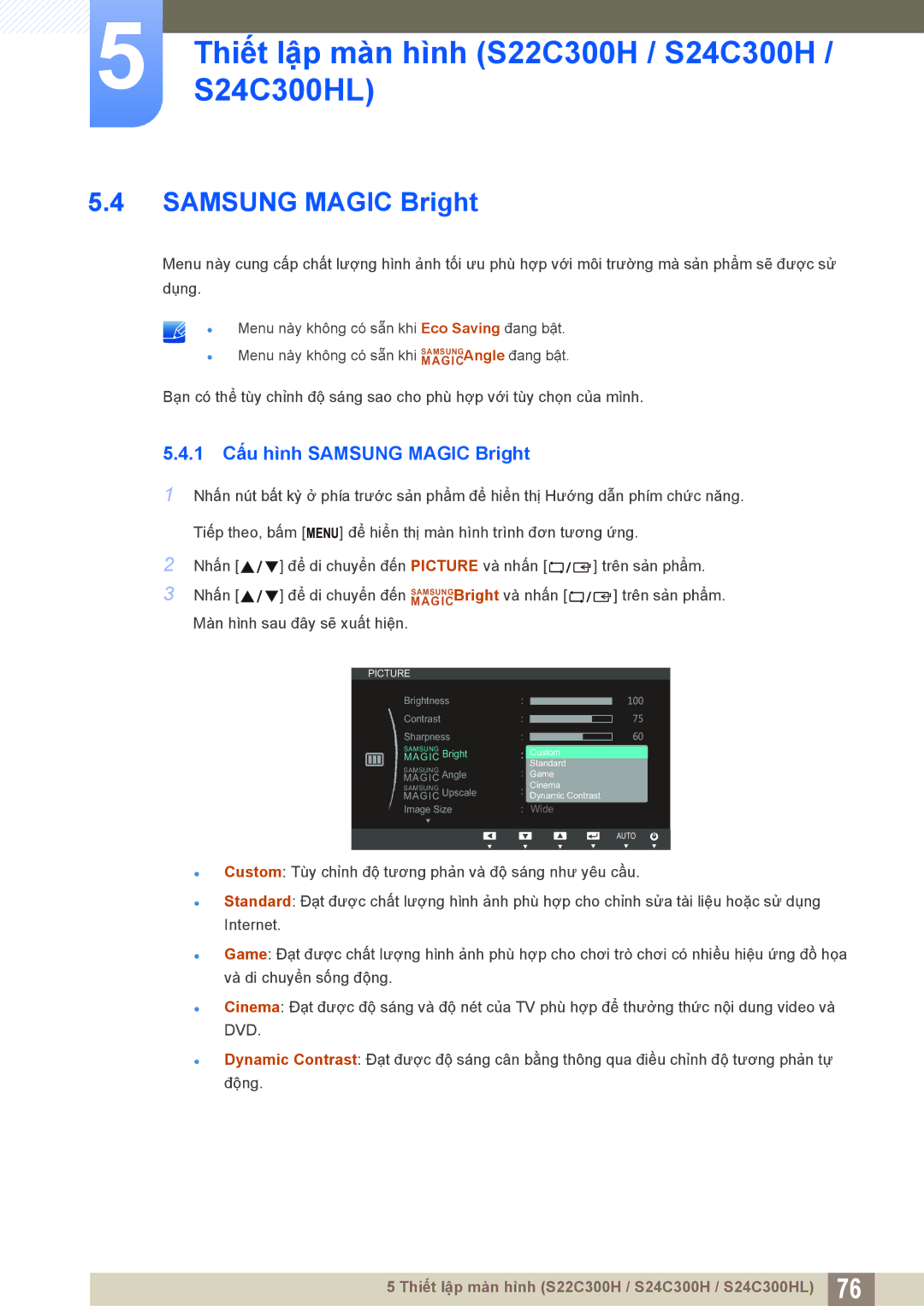 Samsung LS20C300BLMXV, LS19C300BSMXV, LS22C300BSMXV manual Samsung Magic Bright 