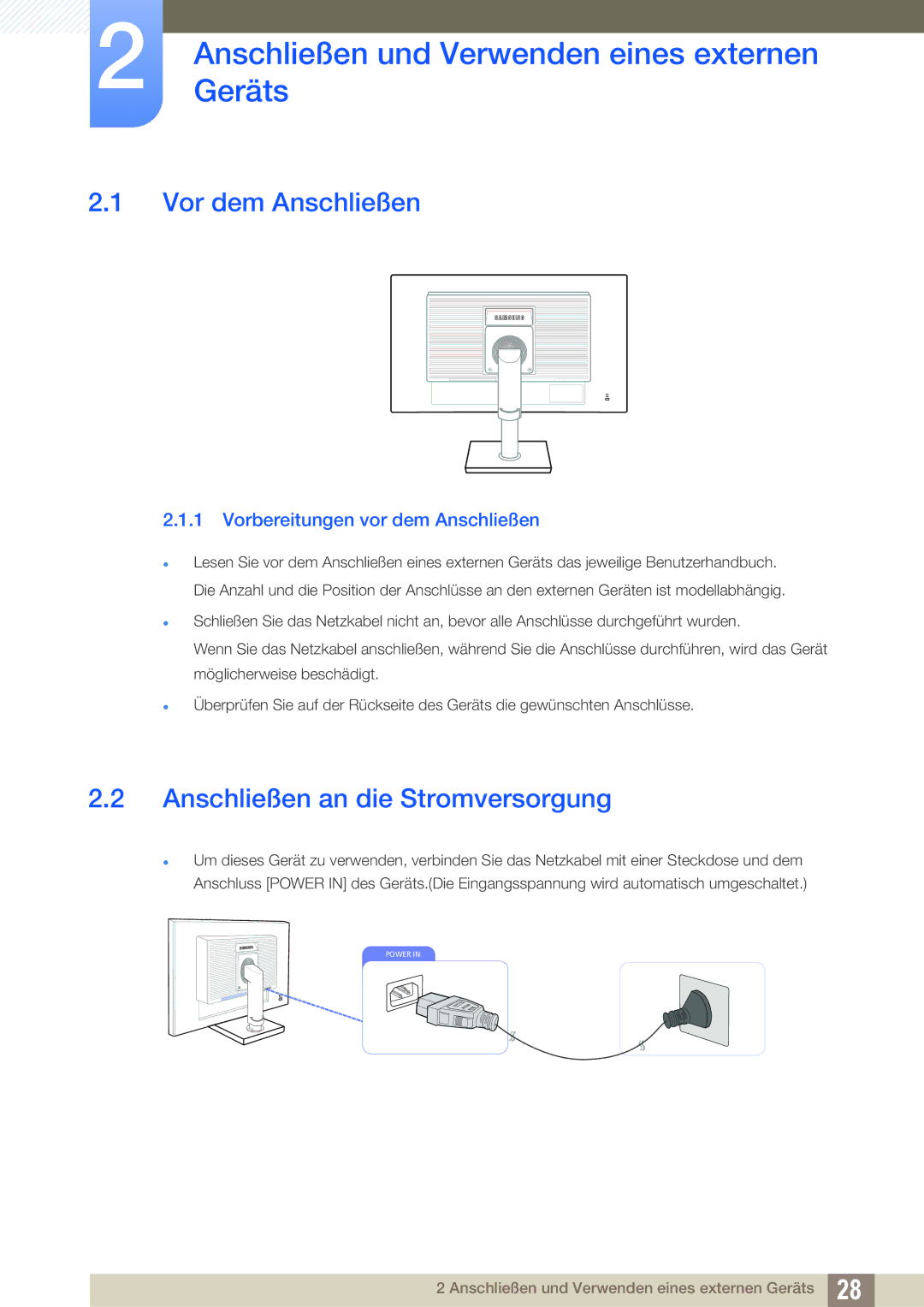 Samsung LS22C45KMS/EN, LS19C45KMRV/EN, LS22C45KMSV/EN AnschließenGeräts und Verwenden eines externen, Vor dem Anschließen 