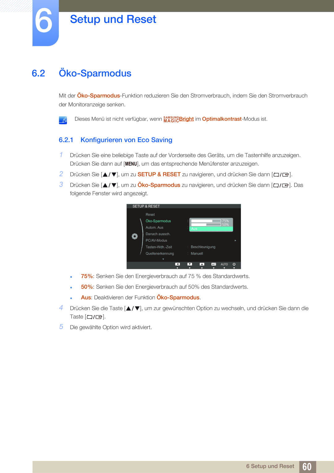 Samsung LS24C45KBSV/EN, LS19C45KMRV/EN, LS22C45KMSV/EN, LS22C45XMWV/EN manual Öko-Sparmodus, Konfigurieren von Eco Saving 