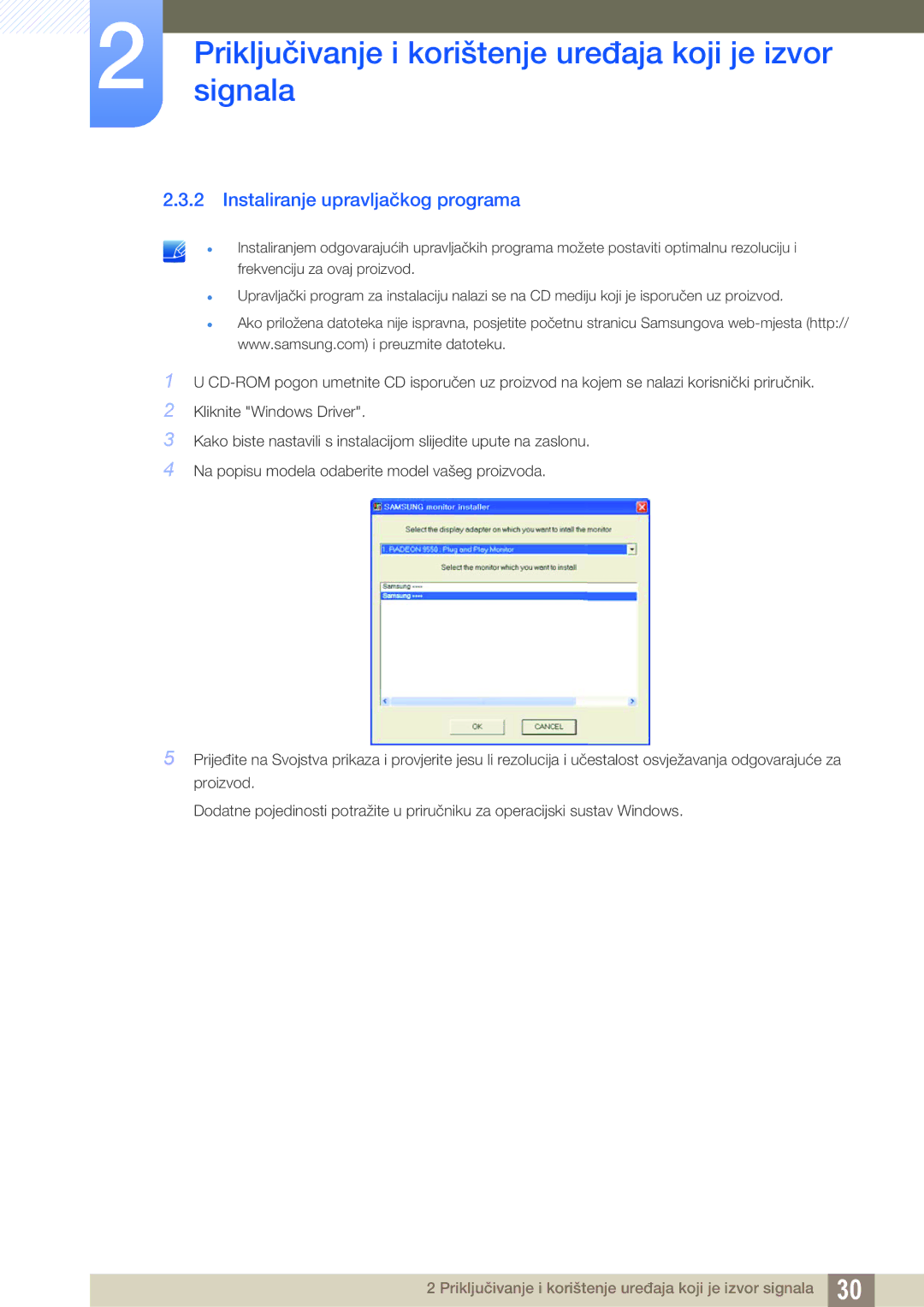 Samsung LS24C45KBWV/EN, LS19C45KMWV/EN, LS22C45KMS/EN, LS22C45KMWV/EN, LS19C45KMR/EN manual Instaliranje upravljačkog programa 