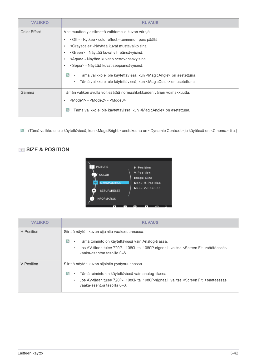 Samsung LS24CBZMBV/EN, LS19CBRMS/EN, LS22CLZSB/EN, LS19CBBMS/EN, LS22CBRMSV/EN, LS19CLASSUEN, LS22CBKMSV/EN Size & Position 