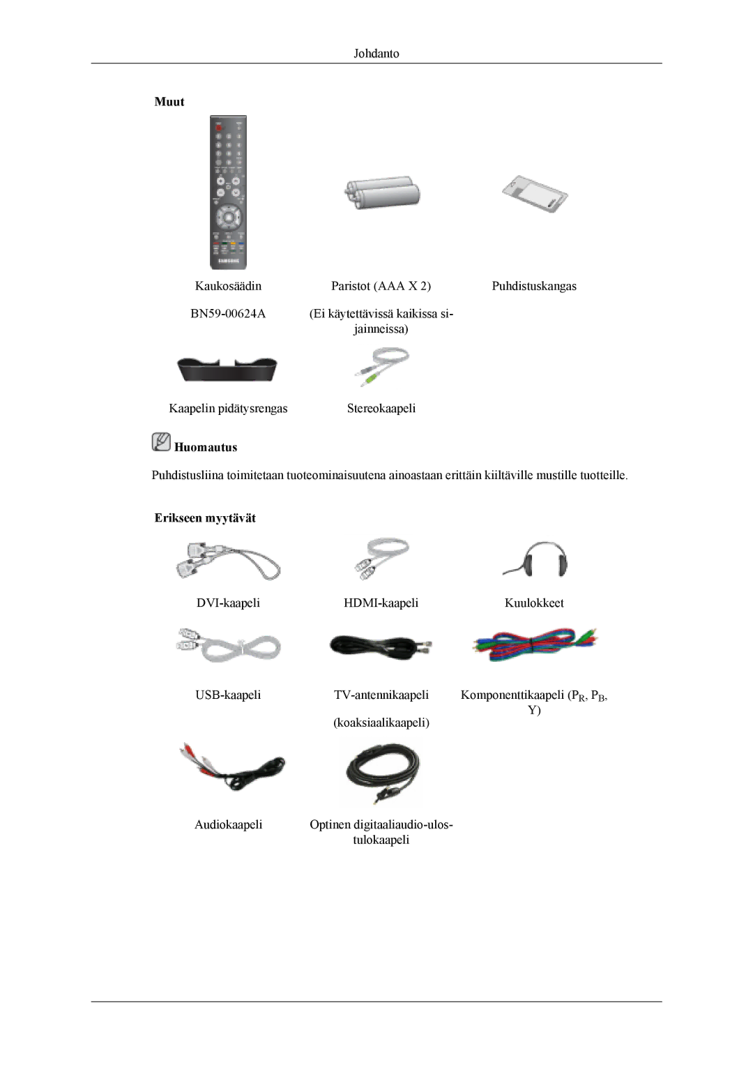 Samsung LS19CFVKF/XE, LS19CFEKF/EN manual Muut, Erikseen myytävät 