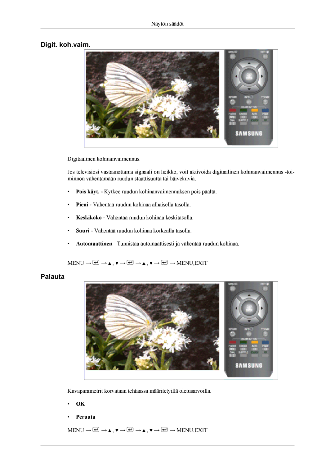 Samsung LS19CFVKF/XE, LS19CFEKF/EN manual Digit. koh.vaim, Palauta 