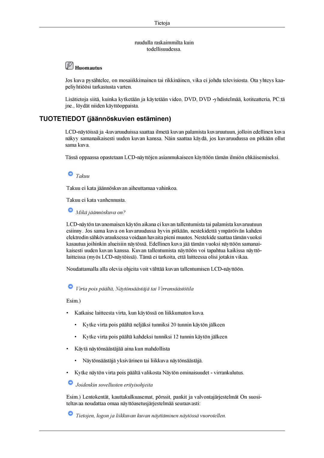 Samsung LS19CFEKF/EN, LS19CFVKF/XE manual Tuotetiedot jäännöskuvien estäminen, Mikä jäännöskuva on? 