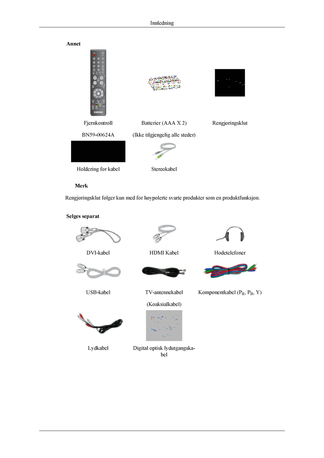 Samsung LS19CFVKF/XE, LS19CFEKF/EN manual Annet, Selges separat 