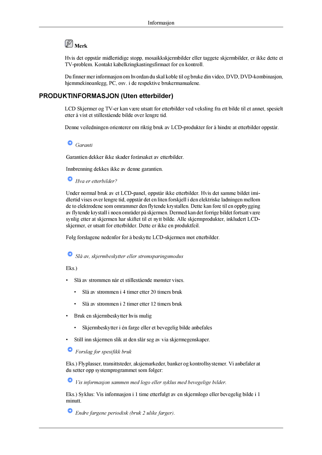 Samsung LS19CFEKF/EN, LS19CFVKF/XE manual Produktinformasjon Uten etterbilder, Garanti 