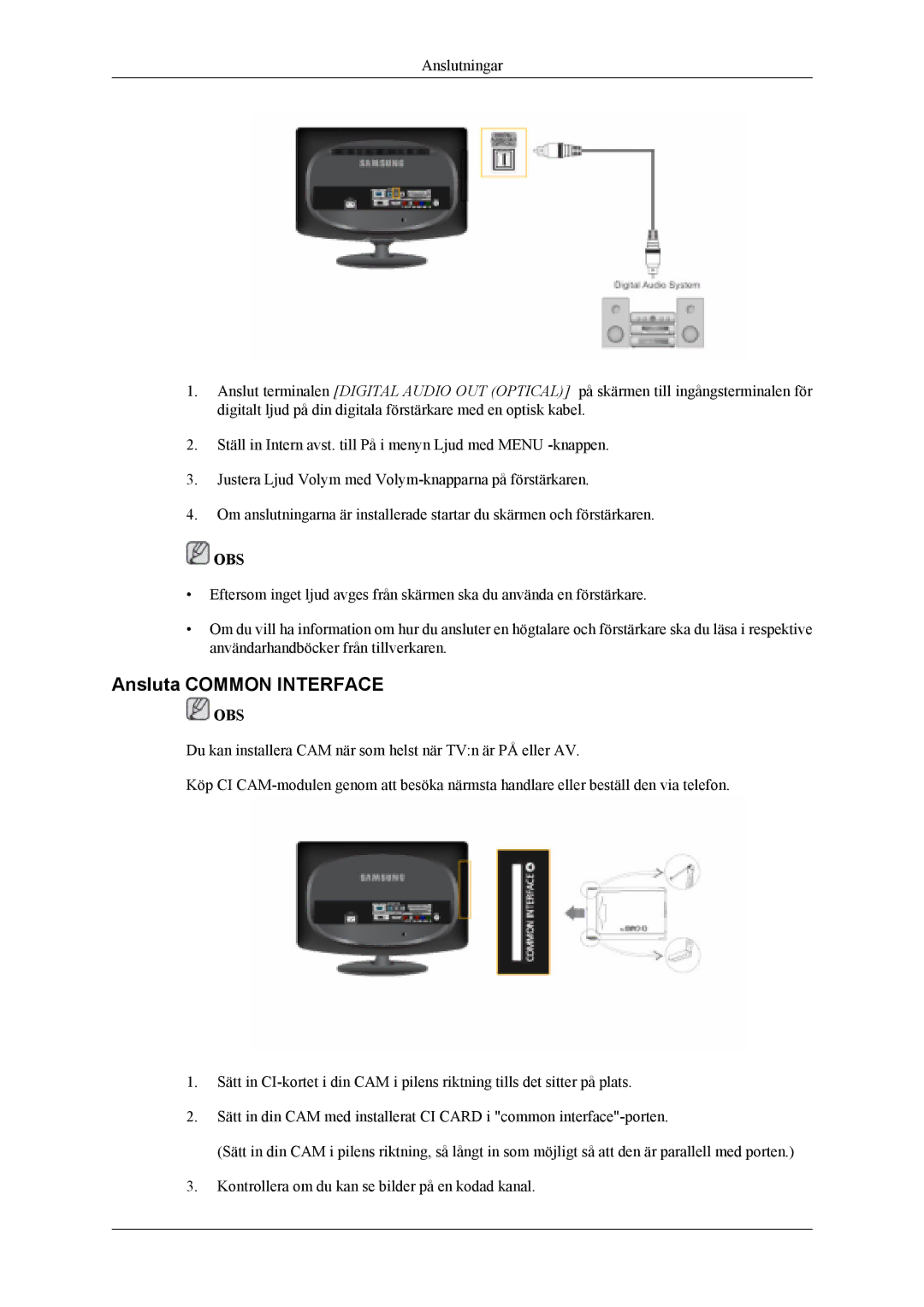 Samsung LS19CFVKF/XE, LS19CFEKF/EN manual Ansluta Common Interface 