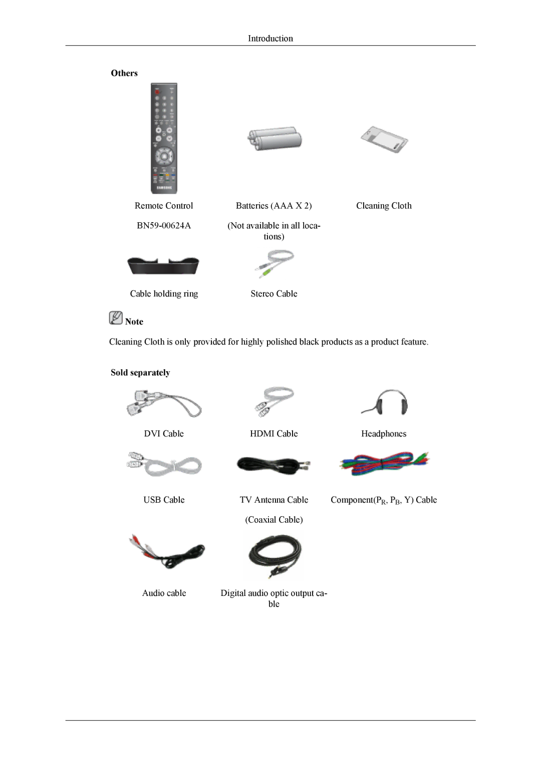 Samsung LS19CFEKF/EN, LS19CFVKF/EN, LS19CFEKH/EN, LS19CFVKH/EN, LS19CFVKF/XE manual Others, Sold separately 