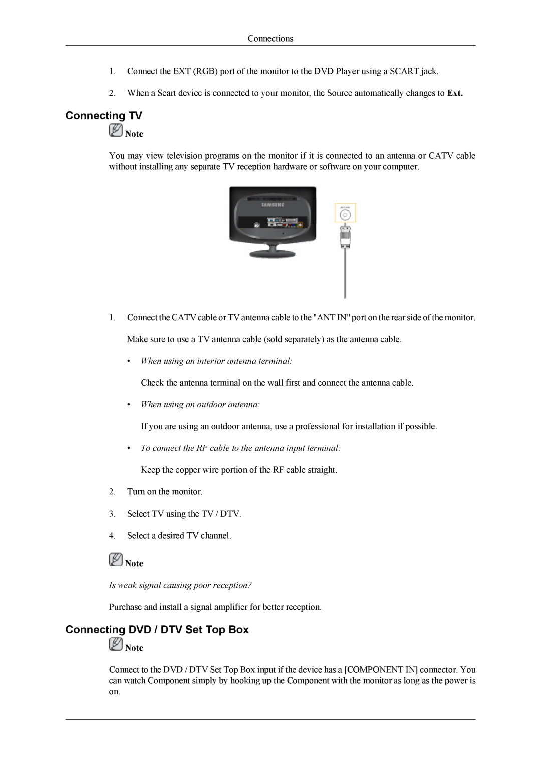 Samsung LS19CFEKH/EN, LS19CFVKF/EN, LS19CFEKF/EN, LS19CFVKH/EN, LS19CFVKF/XE Connecting TV, Connecting DVD / DTV Set Top Box 