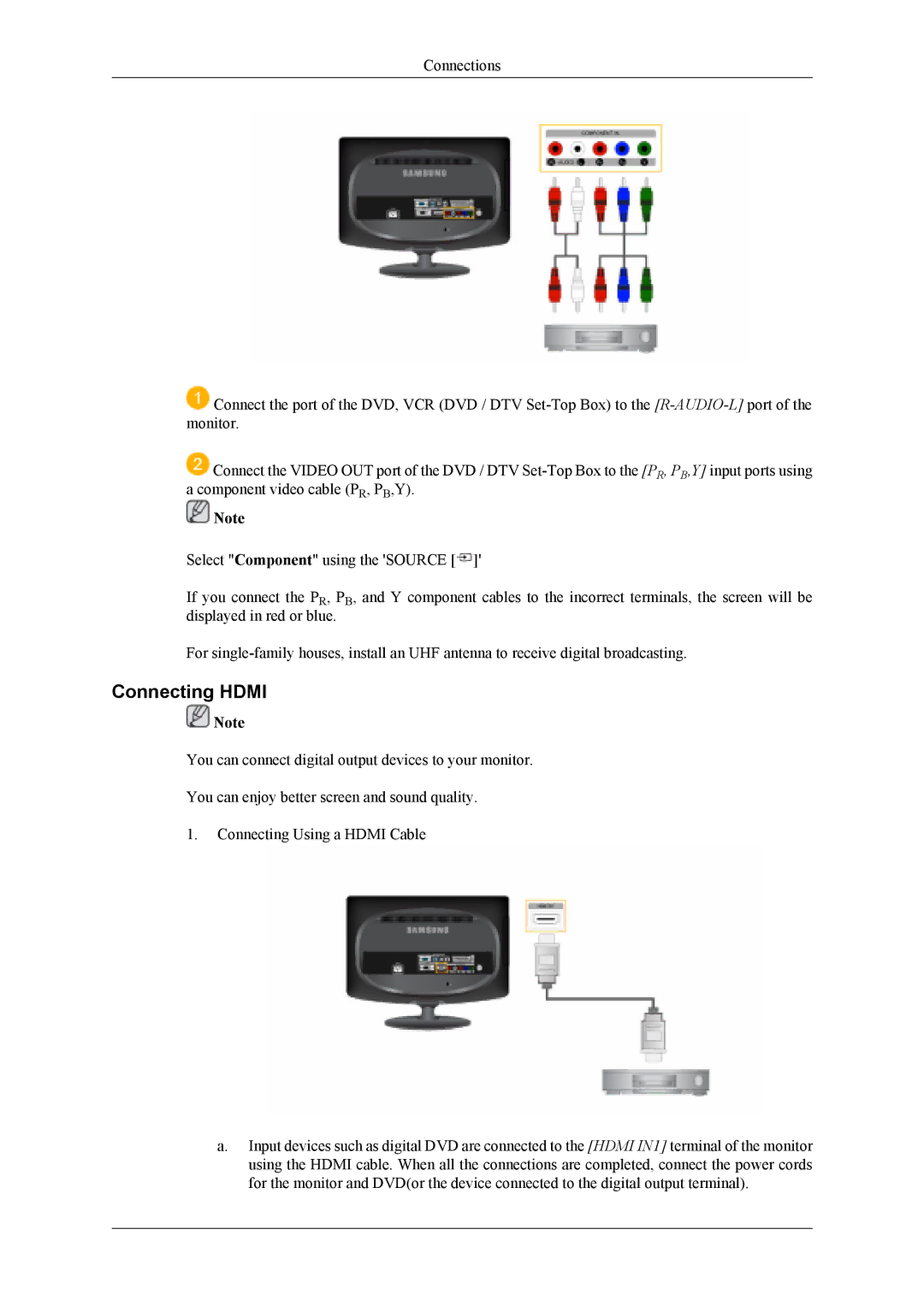 Samsung LS19CFVKH/EN, LS19CFVKF/EN, LS19CFEKF/EN, LS19CFEKH/EN, LS19CFVKF/XE manual Connecting Hdmi 