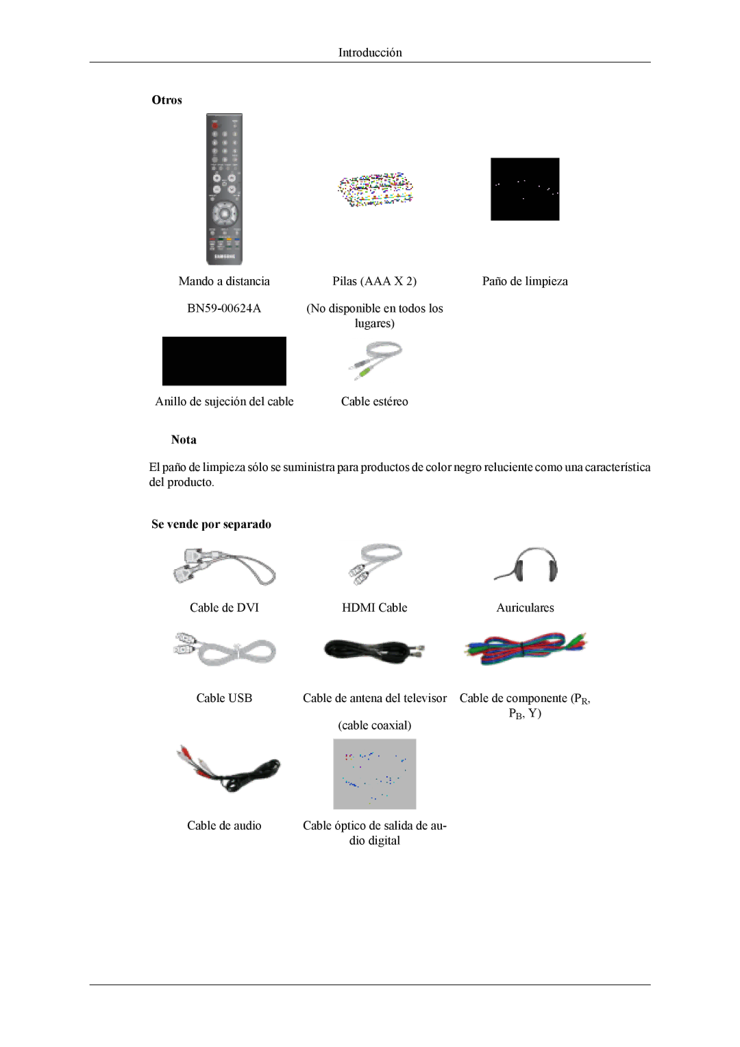 Samsung LS19CFVKH/EN, LS19CFVKF/EN, LS19CFEKF/EN manual Otros, Se vende por separado 