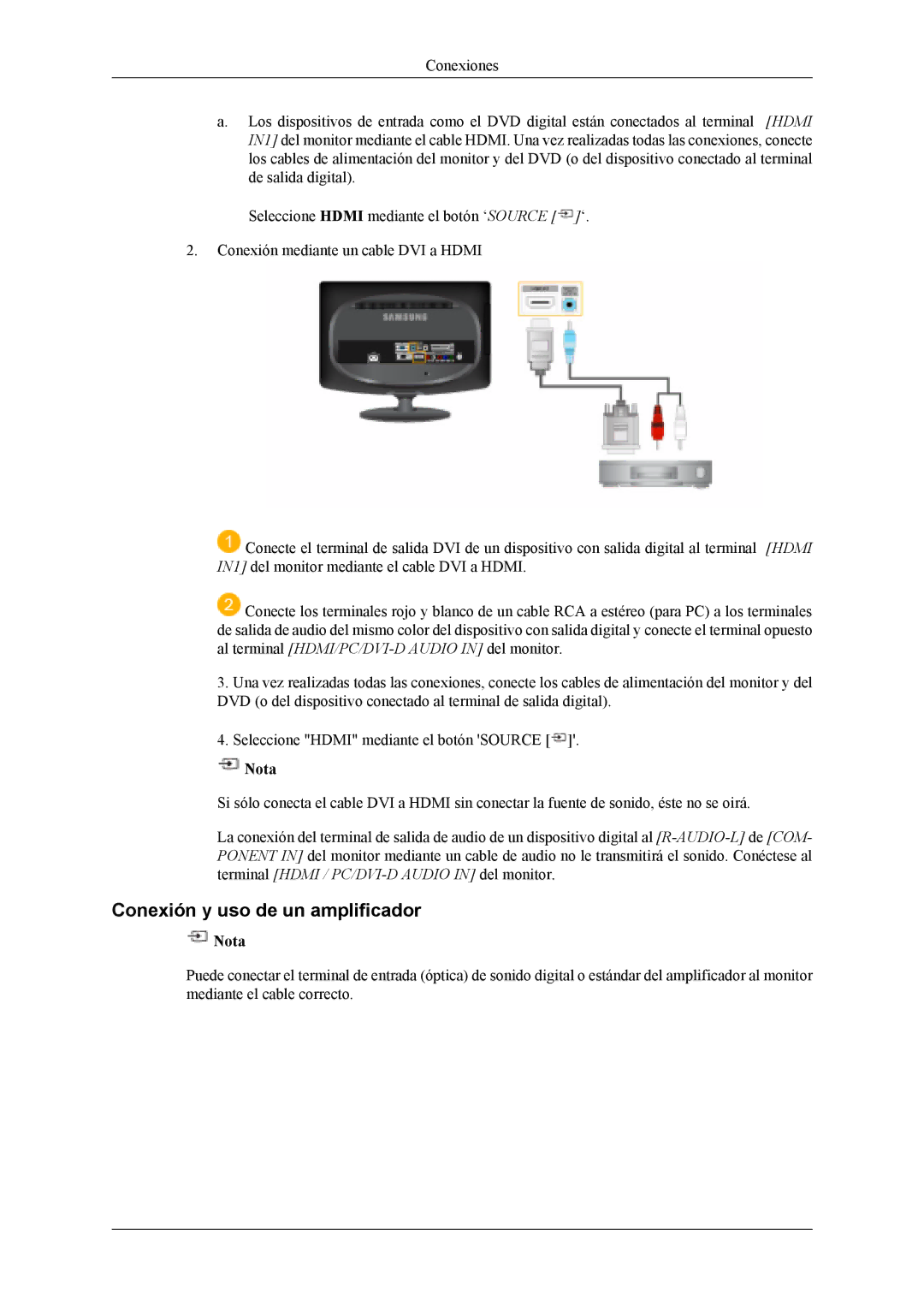 Samsung LS19CFVKF/EN, LS19CFEKF/EN, LS19CFVKH/EN manual Conexión y uso de un amplificador 