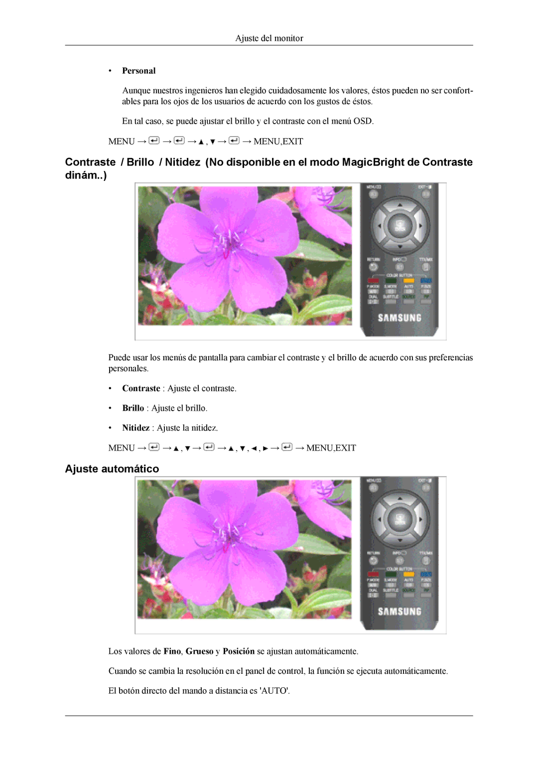 Samsung LS19CFVKF/EN, LS19CFEKF/EN, LS19CFVKH/EN manual Ajuste automático, Personal 