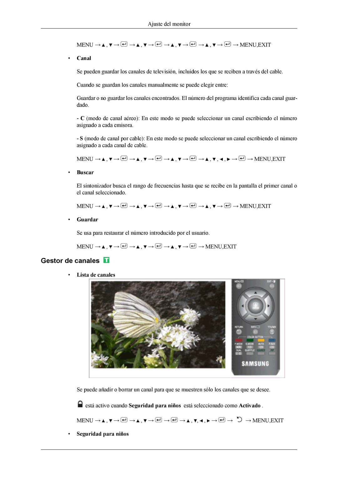 Samsung LS19CFEKF/EN, LS19CFVKF/EN, LS19CFVKH/EN manual Gestor de canales 