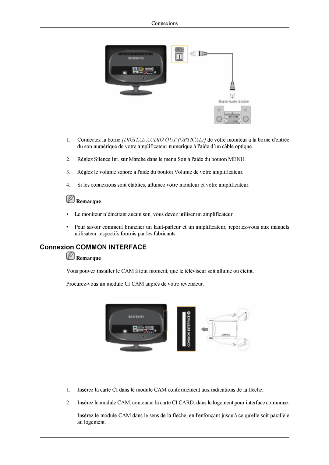 Samsung LS19CFEKF/EN, LS19CFVKF/EN manual Connexion Common Interface 