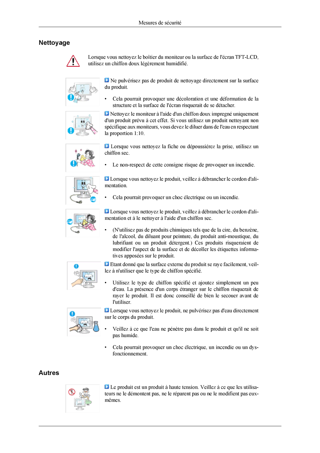 Samsung LS19CFEKF/EN, LS19CFVKF/EN manual Nettoyage, Autres 