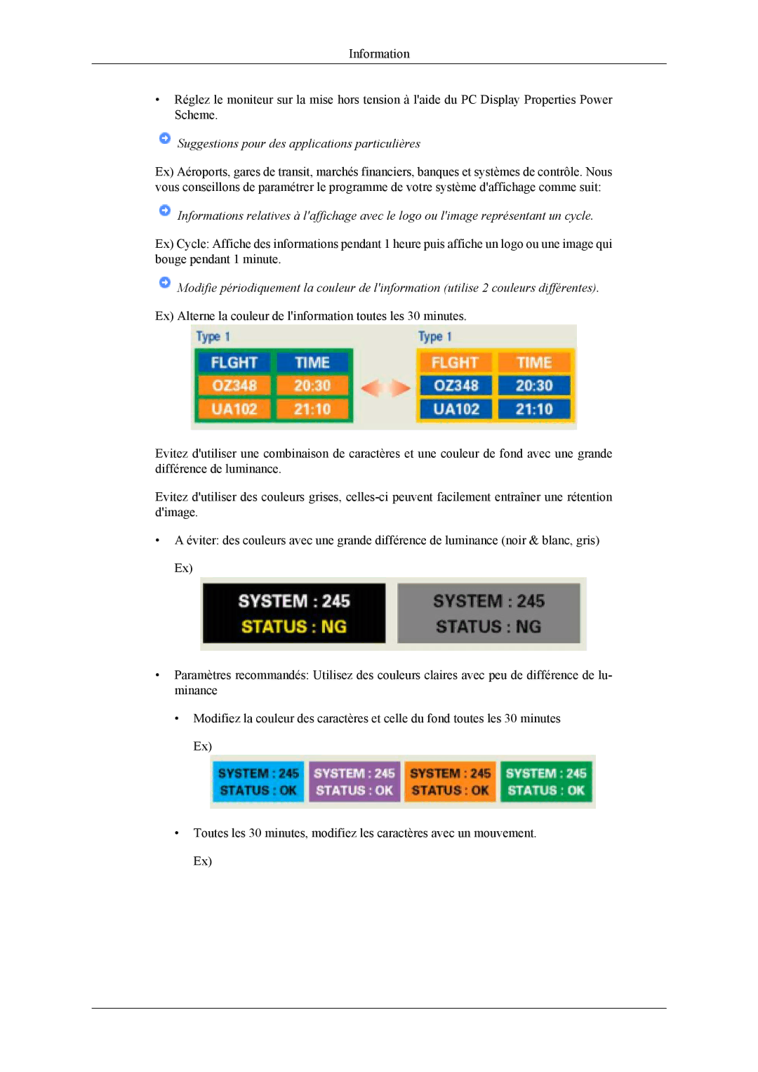 Samsung LS19CFVKF/EN, LS19CFEKF/EN manual Suggestions pour des applications particulières 